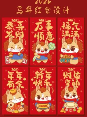 2026马年新春红包封面设计模板合集 (AI+PSD)